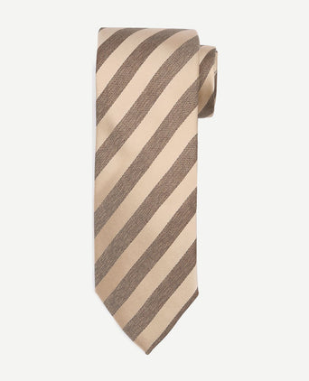 Stropdas zijde streep beige