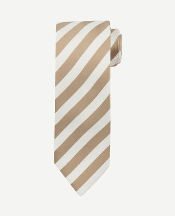 Stropdas zijde streep beige