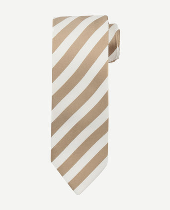 Stropdas zijde streep beige