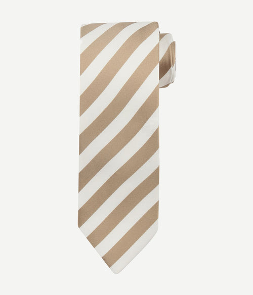 Suitable stropdas zijde streep beige