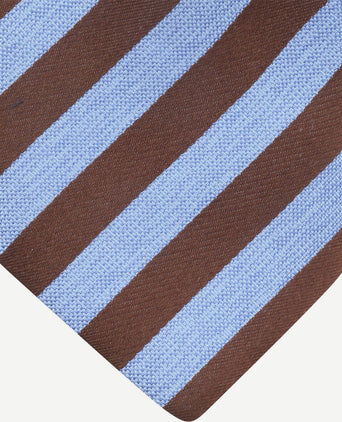 Stropdas zijde streep blauw bruin