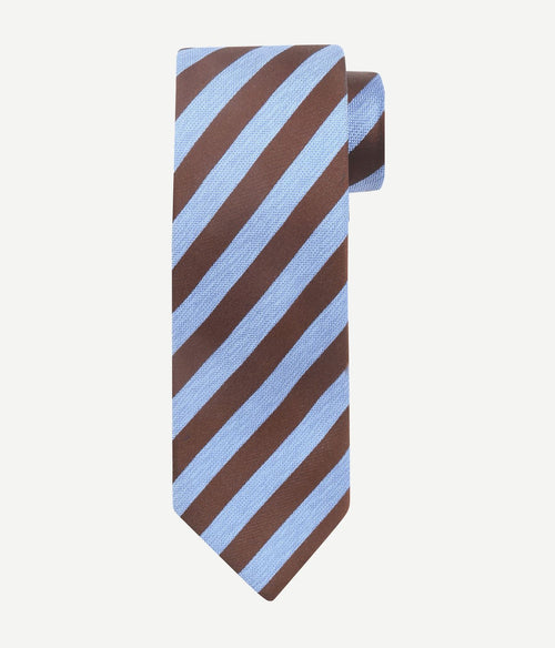 Suitable stropdas zijde streep blauw bruin