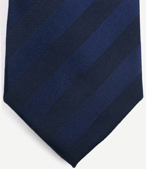 Stropdas zijde streep donkerblauw