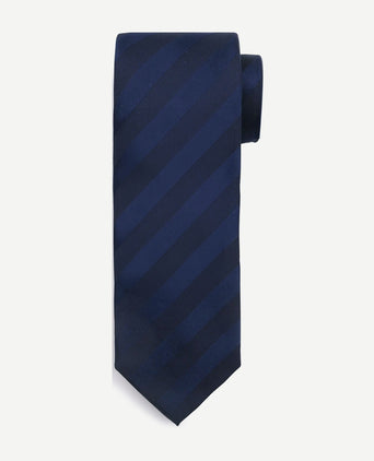 Stropdas zijde streep donkerblauw