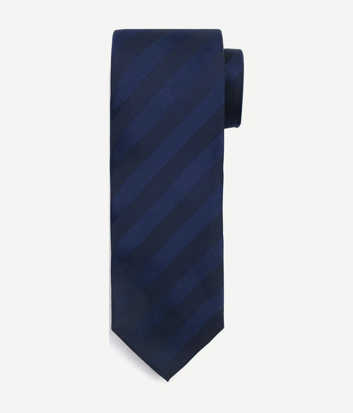 Stropdas zijde streep donkerblauw