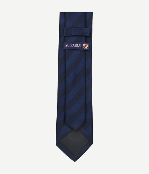 Stropdas zijde streep donkerblauw