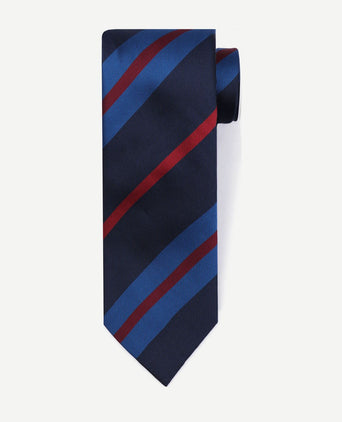 Stropdas zijde triple stripe donkerblauw