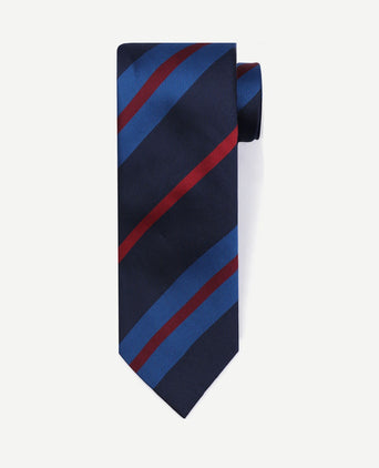 Stropdas zijde triple stripe donkerblauw