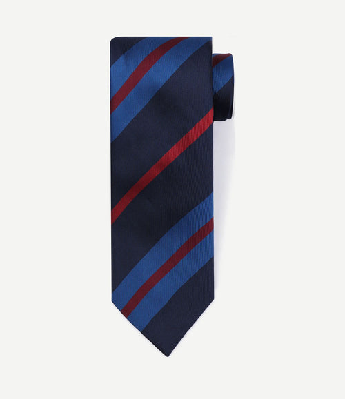 Stropdas zijde triple stripe donkerblauw