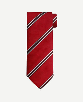 Stropdas zijde triple stripe rood