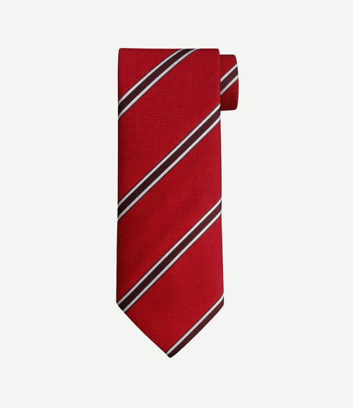 Stropdas zijde triple stripe rood