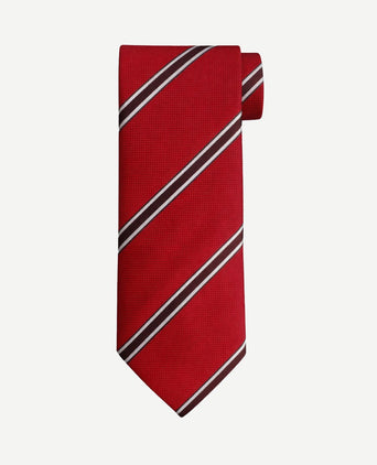 Stropdas zijde triple stripe rood
