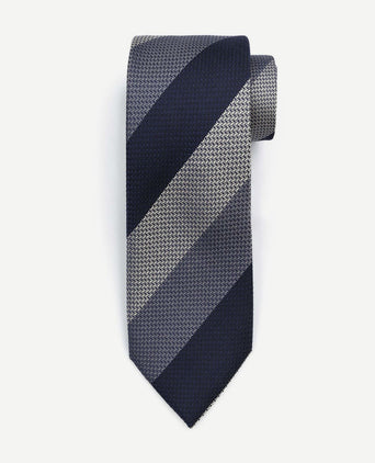 Suitable stropdas zijde wide stripe donkerblauw