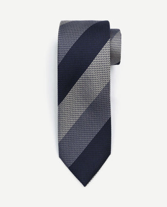 Stropdas zijde wide stripe donkerblauw