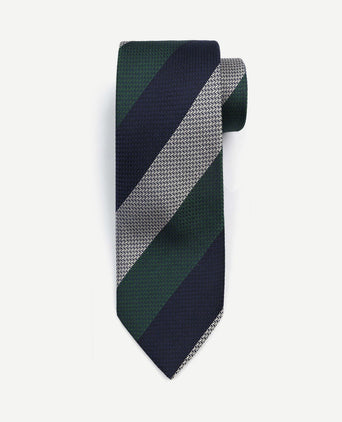 Stropdas zijde wide stripe donkerblauw groen