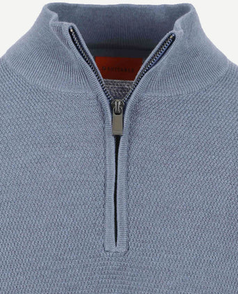 Suitable structure halve rits trui blauw | Slim-fit