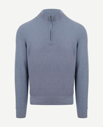 Suitable structure halve rits trui blauw | Slim-fit