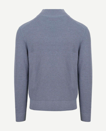 Suitable structure halve rits trui blauw | Slim-fit