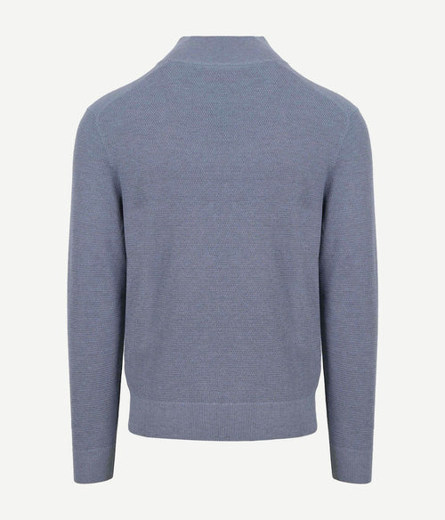 Suitable structure halve rits trui blauw | Slim-fit