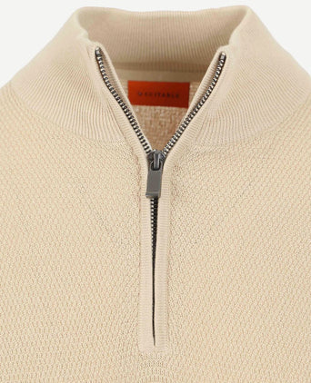 Suitable structure halve rits trui sand | Slim-fit