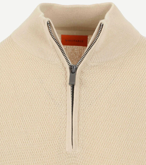 Suitable structure halve rits trui sand | Slim-fit