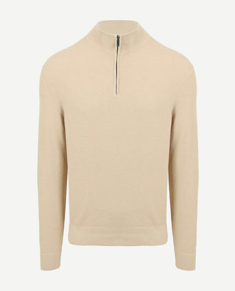 Suitable structure halve rits trui sand | Slim-fit