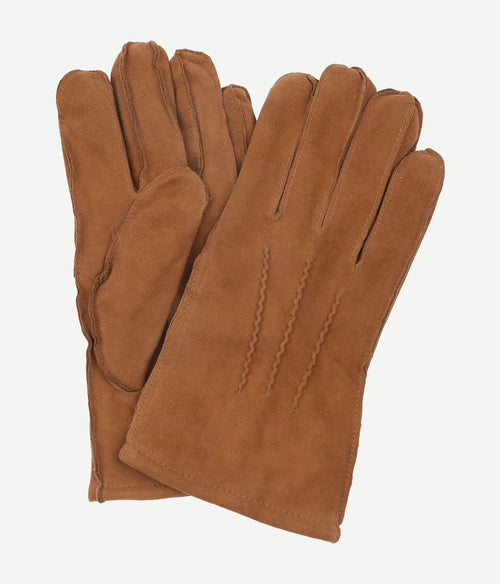 Suede handschoen cognac