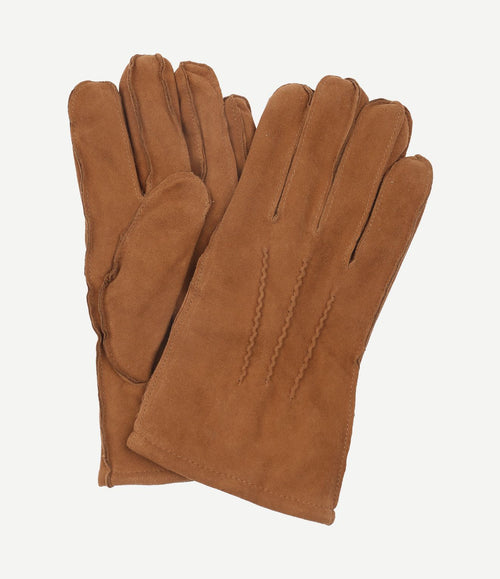 Suede handschoen cognac