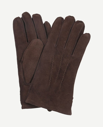 Suede handschoen donkerbruin