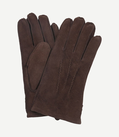 Suede handschoen donkerbruin