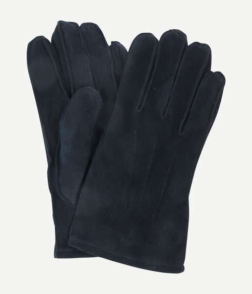 Suede handschoen donkerblauw