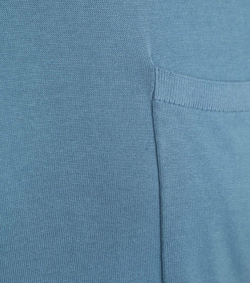 Knitted t-shirt pocket compact blauw