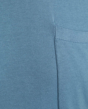 Knitted t-shirt pocket compact blauw
