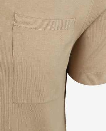 Knitted t-shirt pocket compact taupe
