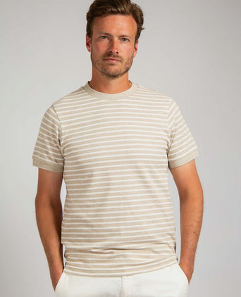 Suitable t-shirt isaac stripe piqué pebble