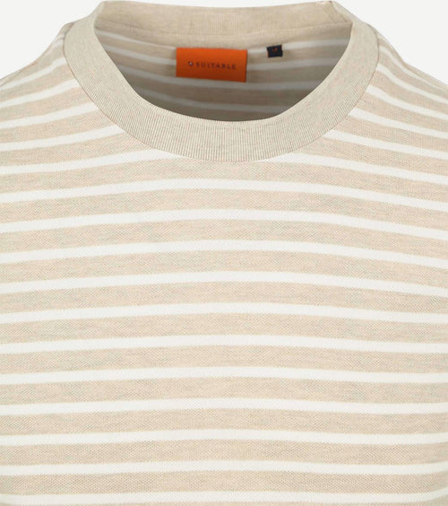 Suitable t-shirt isaac stripe piqué pebble