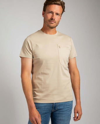 Suitable t-shirt sonny pocket beige