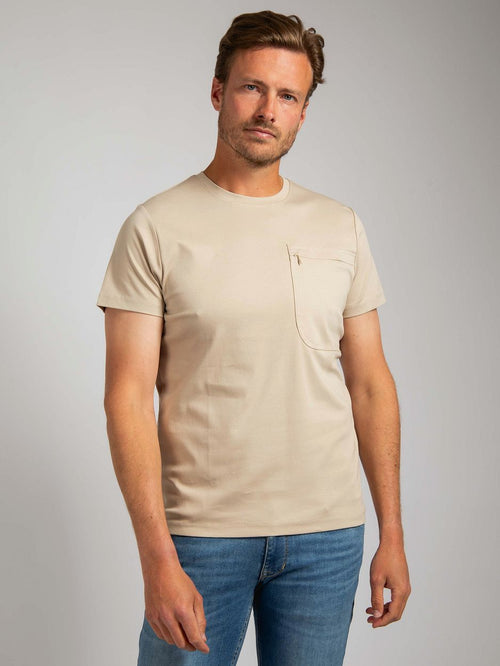 Suitable t-shirt sonny pocket beige