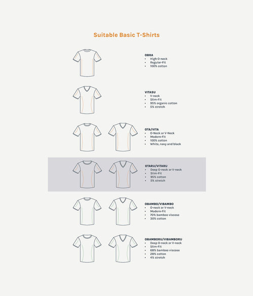 T-shirt wit diepe v-hals Vitaru stretch (4-pack)