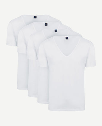 T-shirt wit diepe v-hals Vitaru stretch (4-pack)
