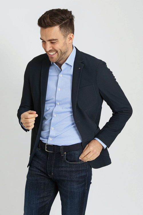 Suitable travel jacket donkerblauw | Slim-fit