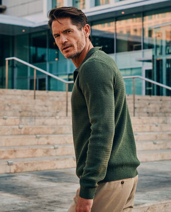 Suitable trui riva structure melange groen | Regular-fit