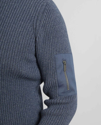 Suitable mou trui melange blauw | Slim-fit