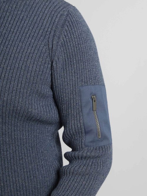 Suitable mou trui melange blauw | Slim-fit