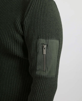 Suitable mou halve rits trui donkergroen | Slim-fit