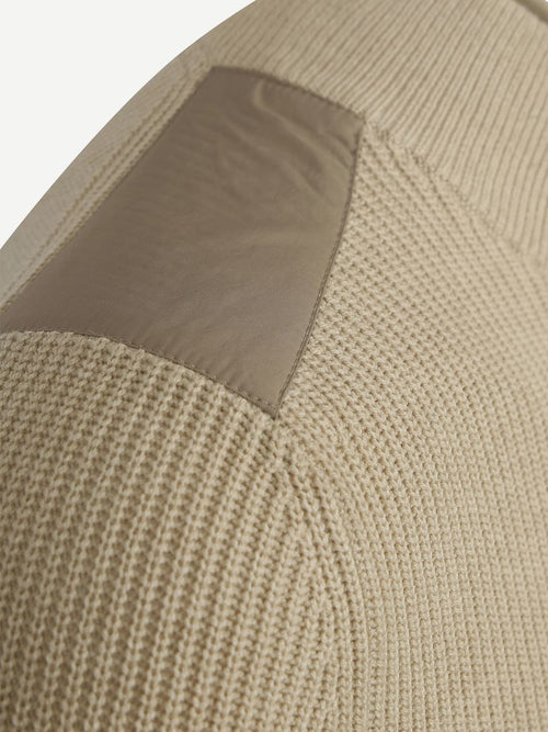 Suitable halve rits trui patch ecru | Slim-fit