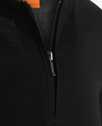 Suitable crew zip merino zwart | Slim-fit