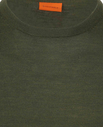 Suitable merino pullover military groen