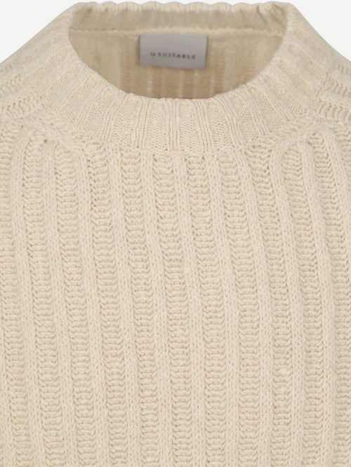 Suitable pullover boiled wool ecru