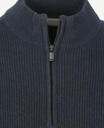 halve rits trui patch donkerblauw